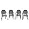 Merrick Lane Celia Set of Four Stacking Thonet Bistro Style Chair with Arms, PE Rattan Seat, and Metal Frame for Indoor/Outdoor Use